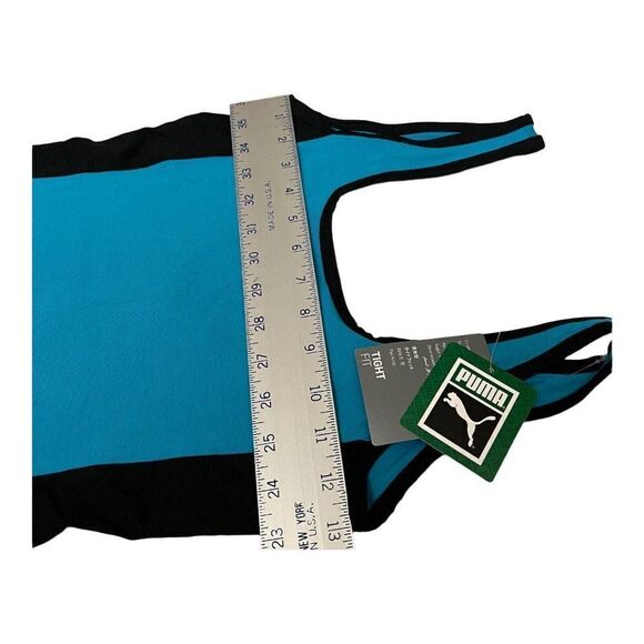 Puma Classic‎ Bodysuit Scoop Back Blue Black Casual Sporty - Picture 6 of 12